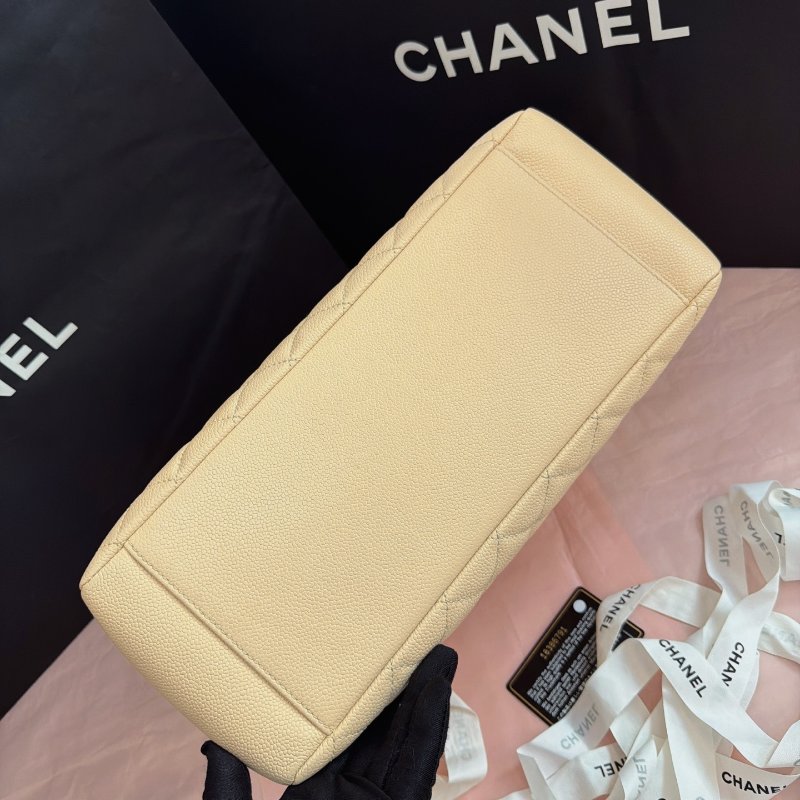 閒置新 香奈兒/Chanel GST購物袋 米色銀扣肩背托特包-4