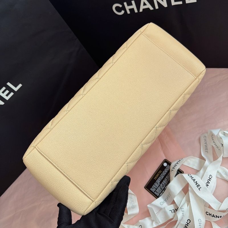 閒置新 香奈兒/Chanel GST購物袋 米色銀扣肩背托特包-7
