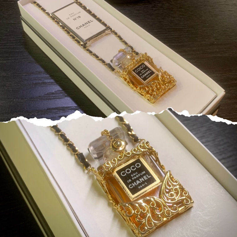 香奈兒中古香水頸鏈 Chanel Vintage N19 Perfume Bottle Necklace （Full set)-0
