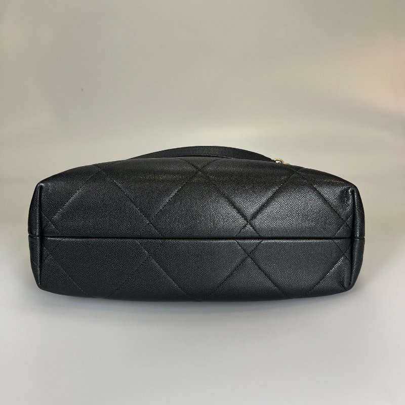 CHANEL 季節款金提把兩用包荔枝黑 保卡款29開-5