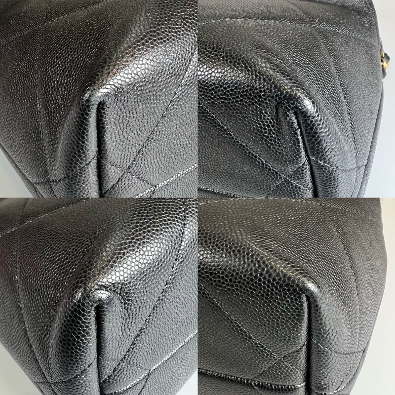 CHANEL 季節款金提把兩用包荔枝黑 保卡款29開-14