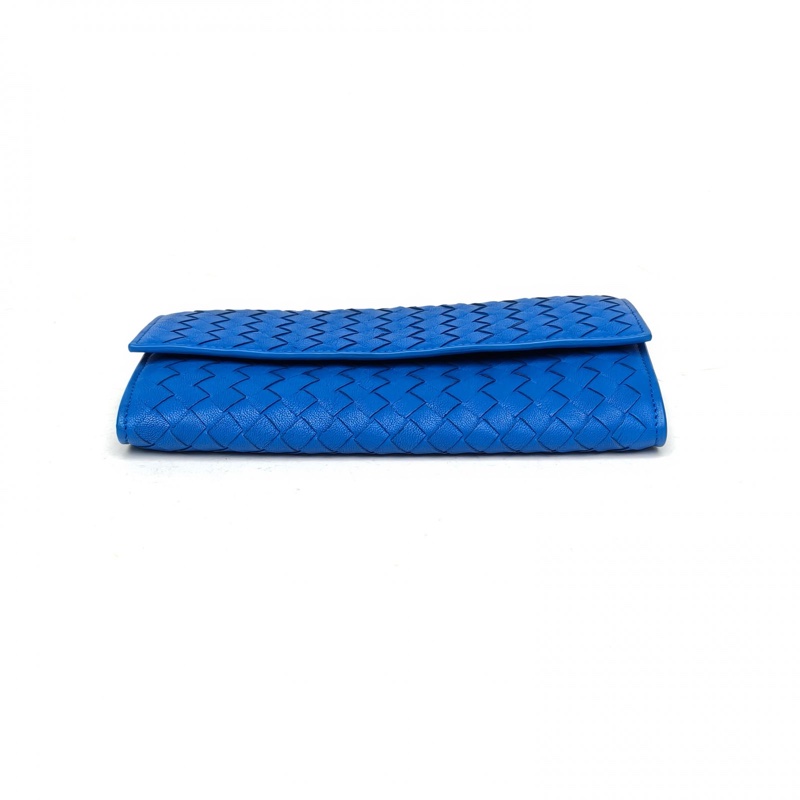 BOTTEGA VENETA 藍色羊皮編織長款錢包-3