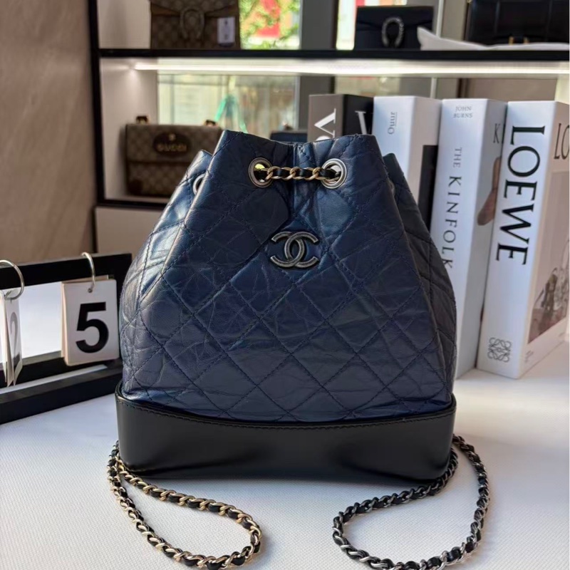 Chanel 香奈兒 雙肩包藍色 25開-0