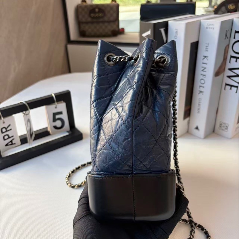 Chanel 香奈兒 雙肩包藍色 25開-1