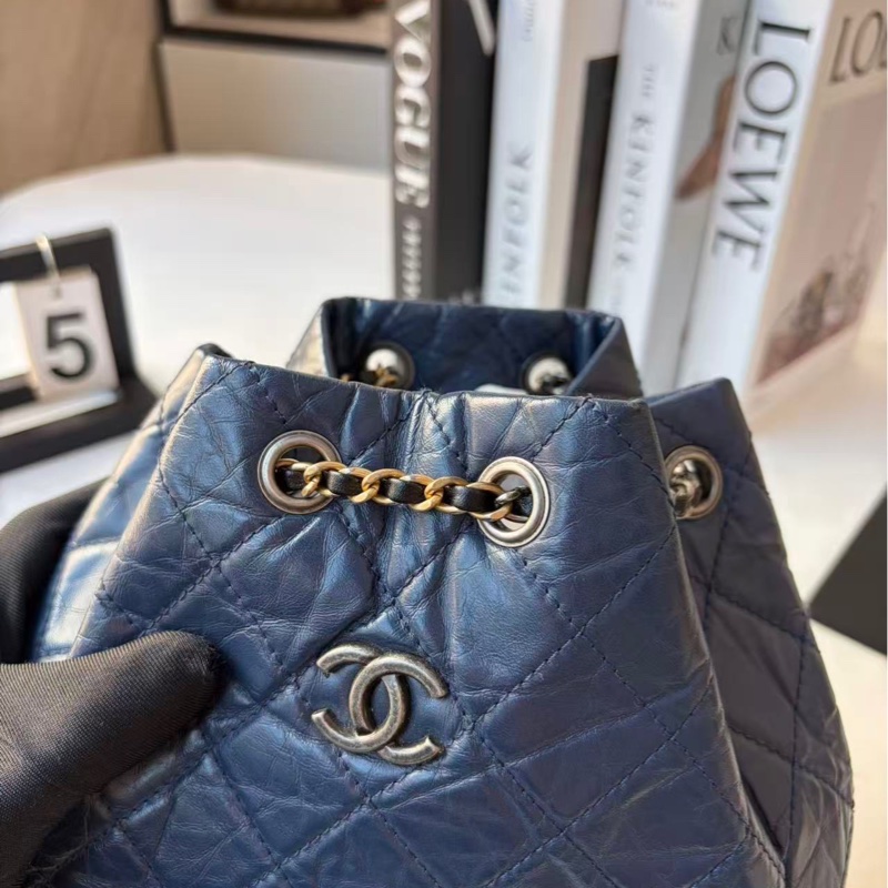 Chanel 香奈兒 雙肩包藍色 25開-7