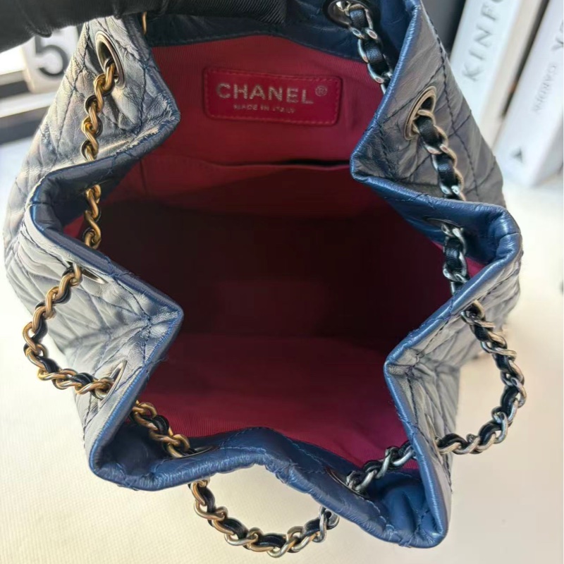Chanel 香奈兒 雙肩包藍色 25開-8