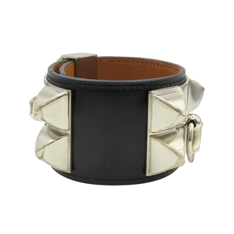 黑色 Box牛皮 Colier de Chien 手環 □R刻 銀扣【HERMES 愛馬仕】 H068440CK89T2-2