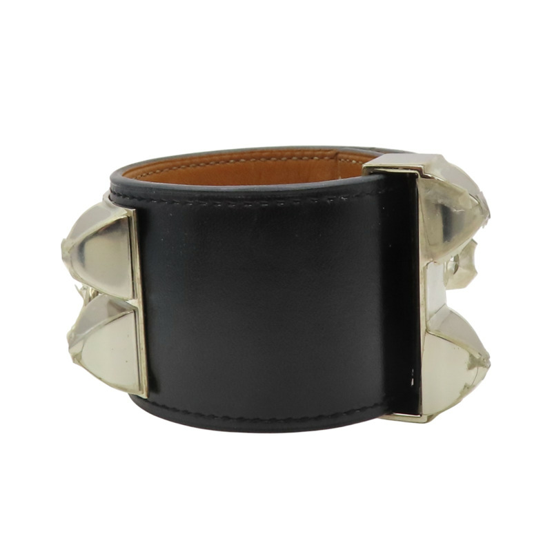 黑色 Box牛皮 Colier de Chien 手環 □R刻 銀扣【HERMES 愛馬仕】 H068440CK89T2-3