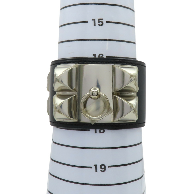 黑色 Box牛皮 Colier de Chien 手環 □R刻 銀扣【HERMES 愛馬仕】 H068440CK89T2-9