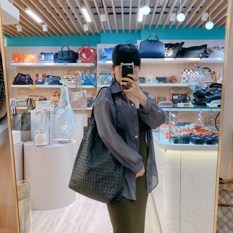 MS0713 Issey Miyake 三宅一生 幾何三角包 直托特 黑色 銀扣 Bao Bao Vertical Shopping Tote 32cm Black x PHW-24