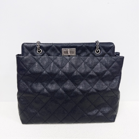 Chanel 2.55tote 托特包，黑色，魚子醬牛皮 ，荔枝皮，尺寸:30*27*14，