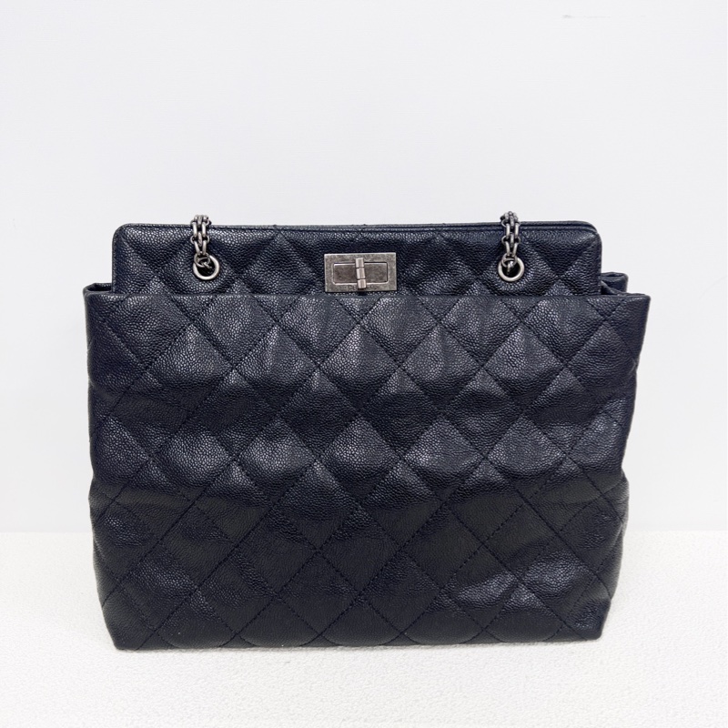 Chanel 2.55tote 托特包，黑色，魚子醬牛皮 ，荔枝皮，尺寸:30*27*14，-0