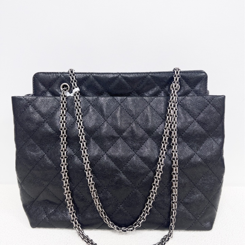 Chanel 2.55tote 托特包，黑色，魚子醬牛皮 ，荔枝皮，尺寸:30*27*14，-1