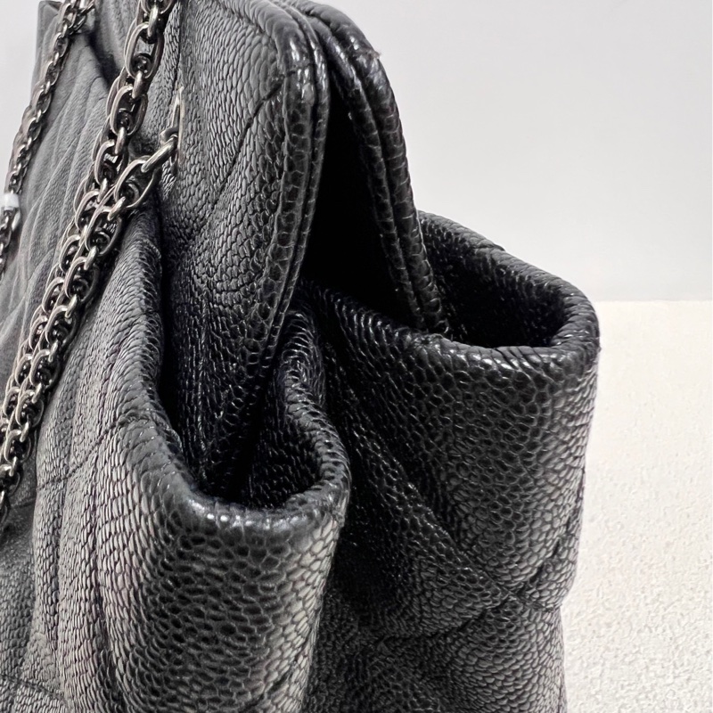 Chanel 2.55tote 托特包，黑色，魚子醬牛皮 ，荔枝皮，尺寸:30*27*14，-7