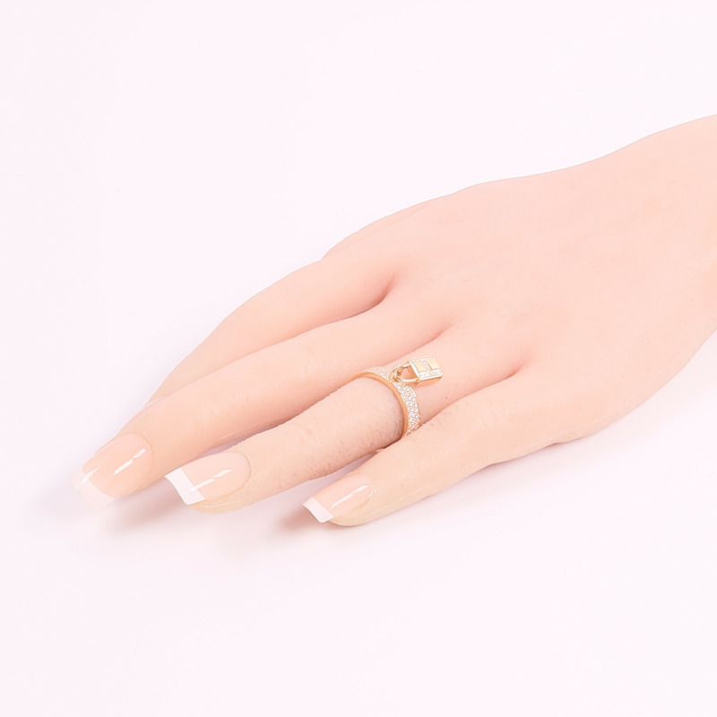 HERMES 18K玫瑰金Kelly Cadenas Ring鑽石戒指-7