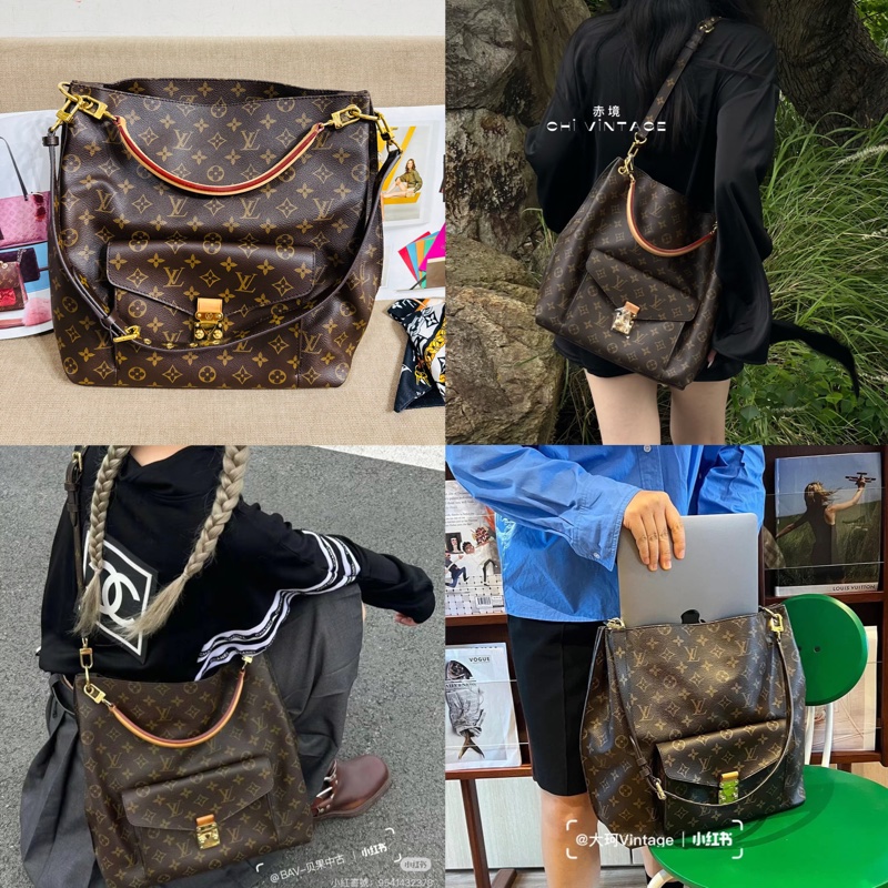 ✨售 二手真品  Louis Vuitton LV M40781 Metis hobo 經典花紋時尚兩用購物包(附背帶)-10