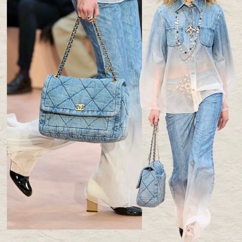 香奈兒Chanel 25k淺藍色牛仔hobo單肩包