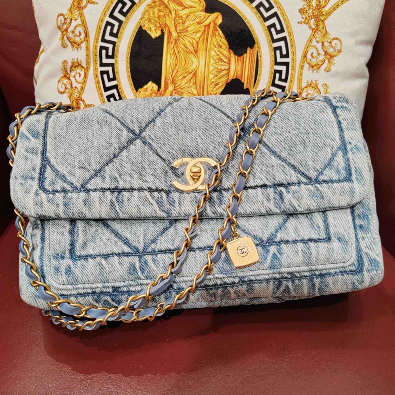 香奈兒Chanel 25k淺藍色牛仔hobo單肩包-1
