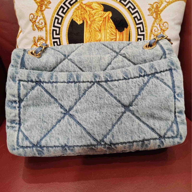 香奈兒Chanel 25k淺藍色牛仔hobo單肩包-2