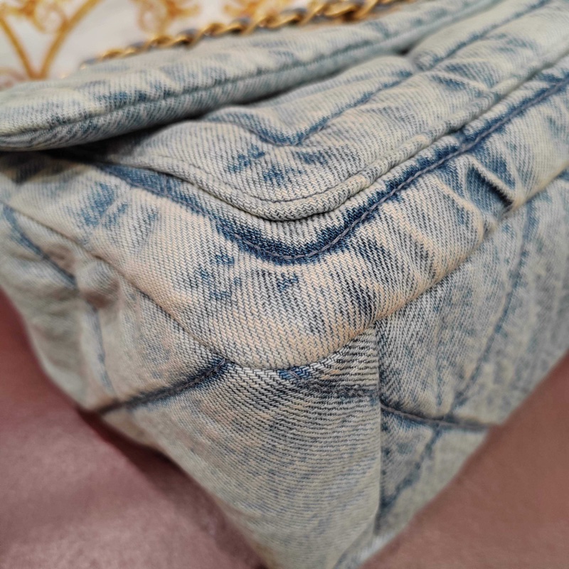 香奈兒Chanel 25k淺藍色牛仔hobo單肩包-6