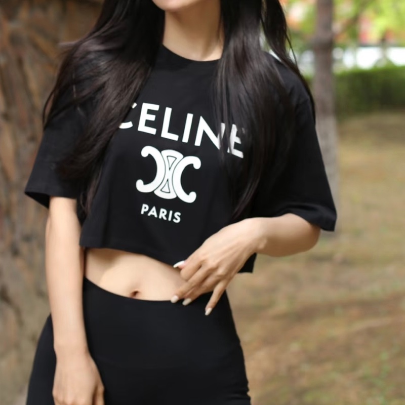 CELINE凱旋門印花短款T恤-2