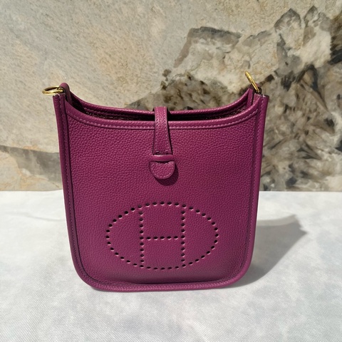 Hermes 海葵紫金釦Evelyne 16cm