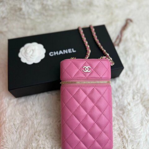 Chanel 手機包 粉色 皮革