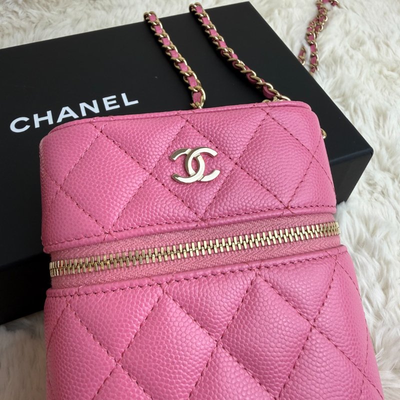 Chanel 手機包 粉色 皮革-1