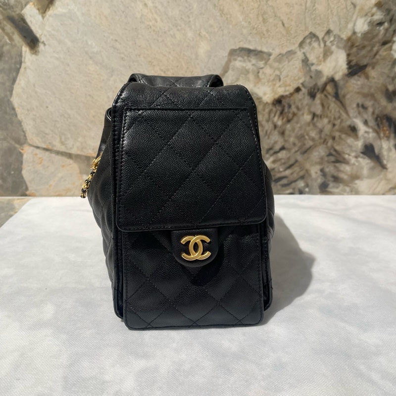 Chanel黑荔枝牛皮金釦小號 25 bag-3