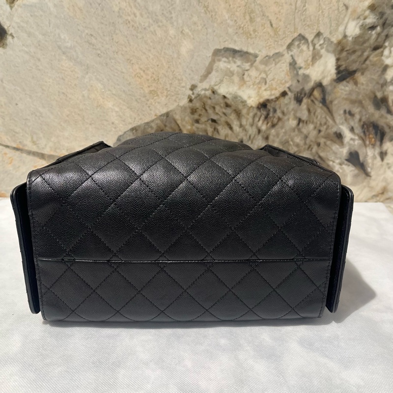 Chanel黑荔枝牛皮金釦小號 25 bag-4