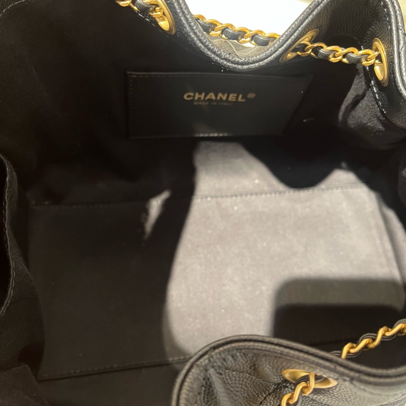 Chanel黑荔枝牛皮金釦小號 25 bag-7