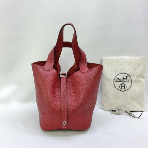 HERMES Picotin 18紅銀釦菜籃子