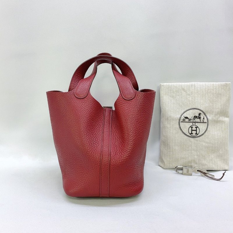 HERMES Picotin 18紅銀釦菜籃子-1