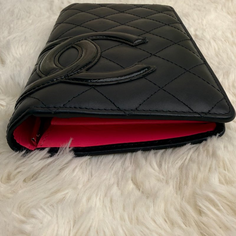 Chanel 康鵬 長款 黑色 菱格紋 牛皮 大號 黑色漆皮 LOGO-2