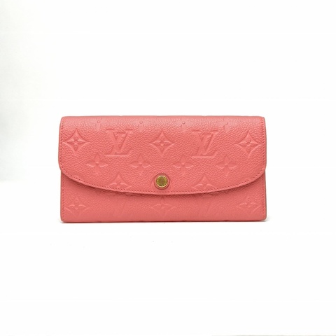 LOUIS VUITTON 粉色牛皮2016Emilie豆子錢夾