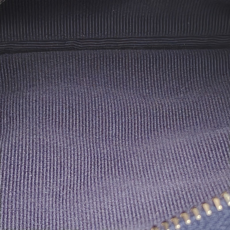 CHANEL 藍色荔枝牛皮鐳射標淺金扣零錢包荔枝皮-5