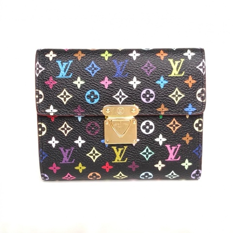 LOUIS VUITTON 中古短款錢包黑三彩PVC2007