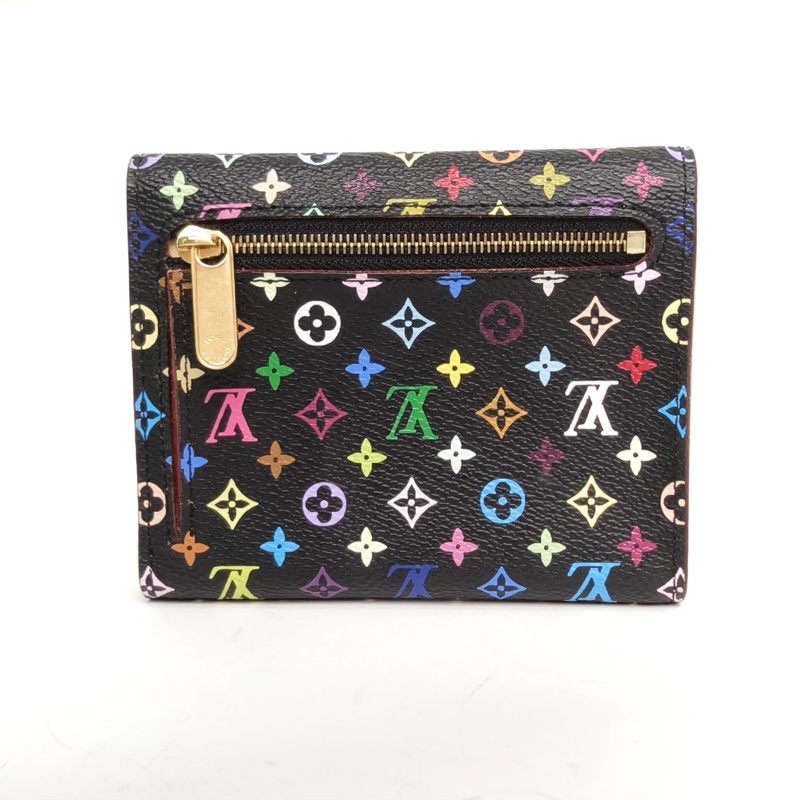 LOUIS VUITTON 中古短款錢包黑三彩PVC2007-2