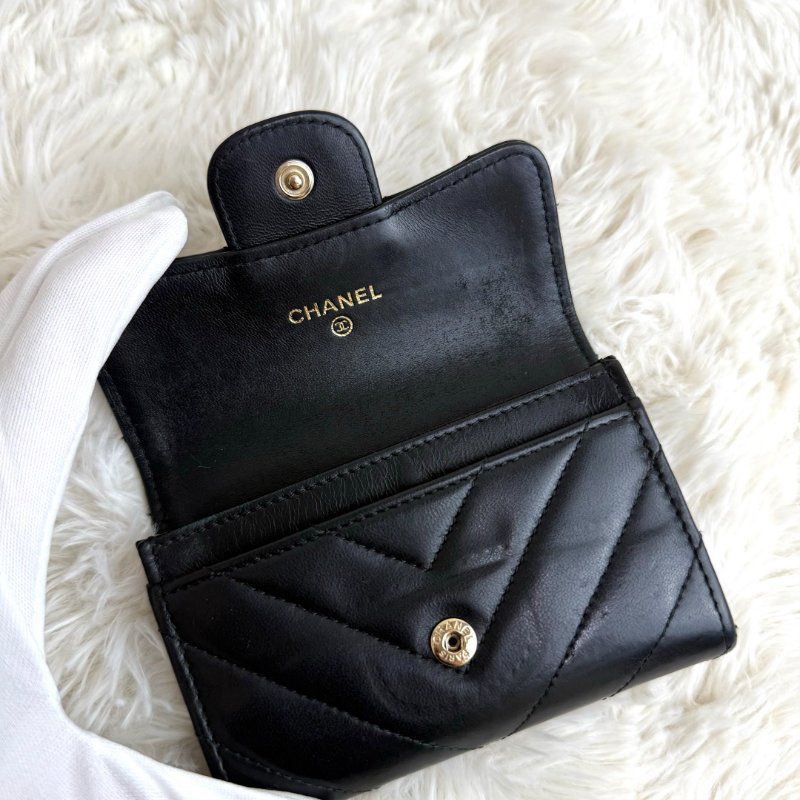 Chanel 黑金V紋 卡包-4