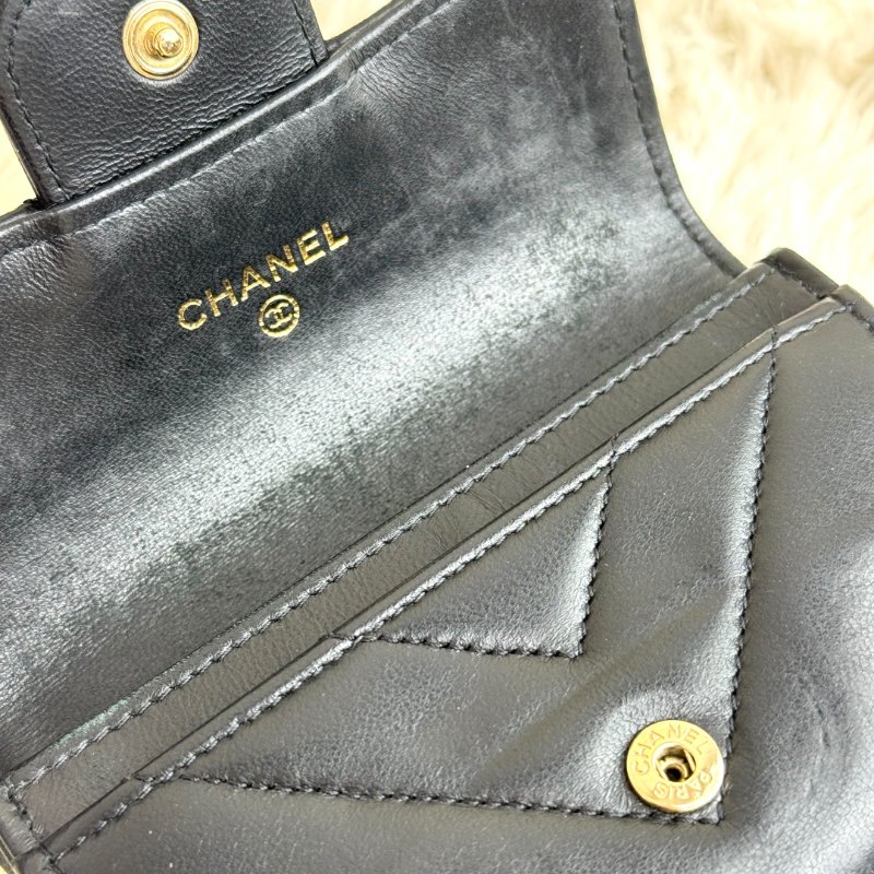 Chanel 黑金V紋 卡包-7