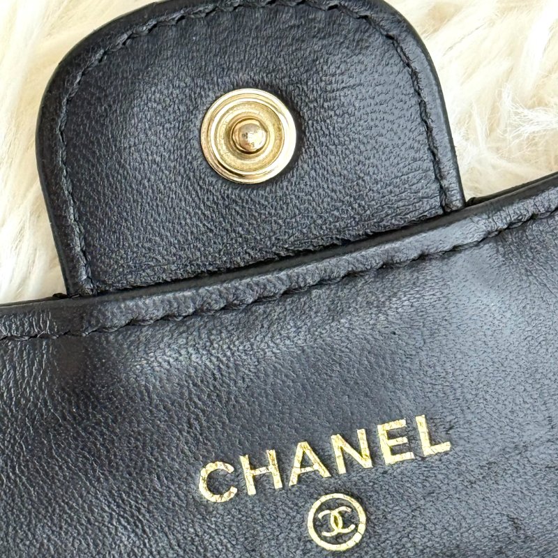 Chanel 黑金V紋 卡包-8