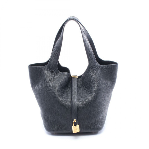愛馬仕 Picotin Lock MM 托特水桶包 U Taurillon Clemence 黑色 二手 GHW