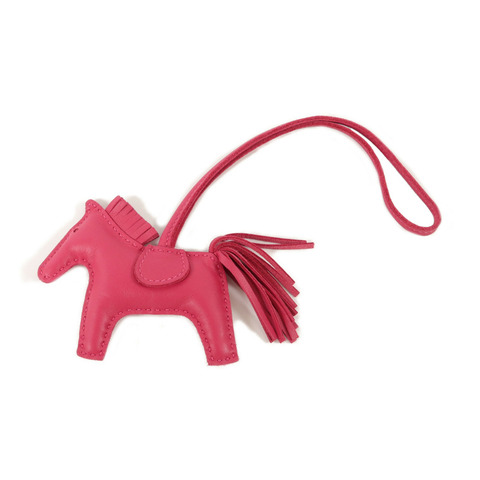 HERMES Milo皮革Rodeo PM掛飾Rose Mexico