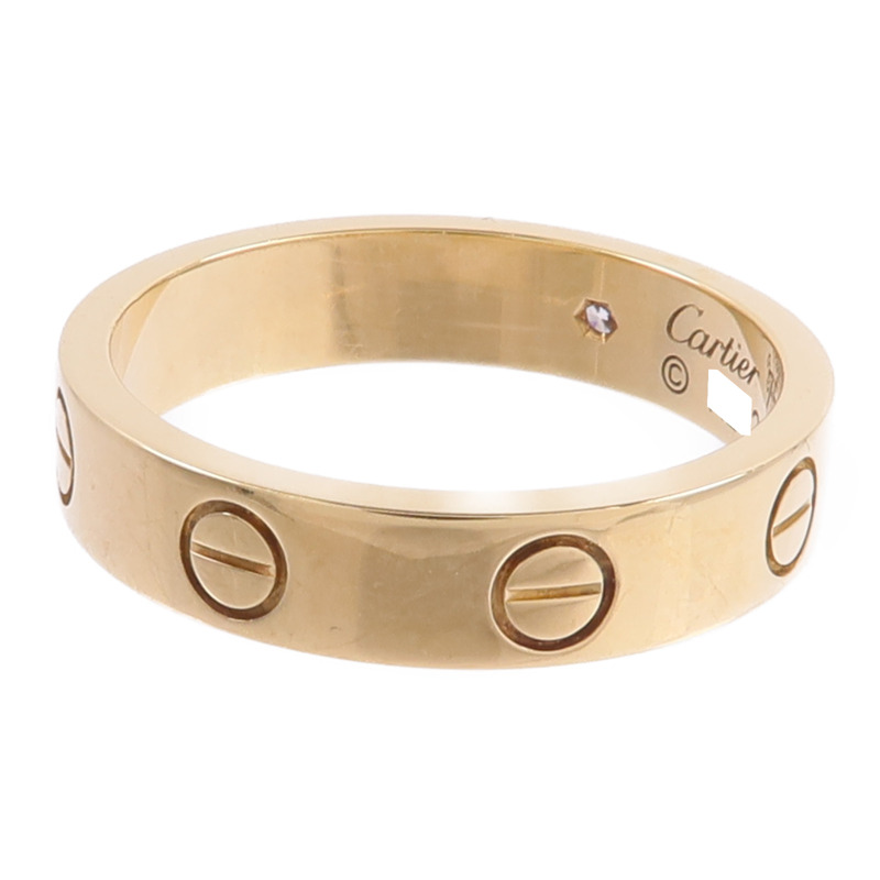 CARTIER 18K黃金Mini Love Ring 1 Diamond鑽石戒指-2