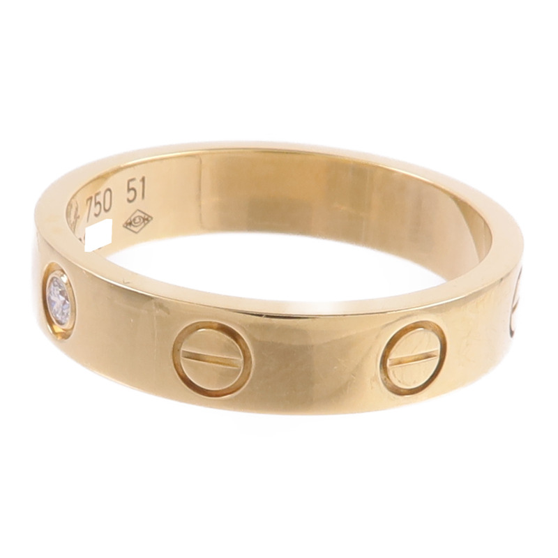 CARTIER 18K黃金Mini Love Ring 1 Diamond鑽石戒指-3