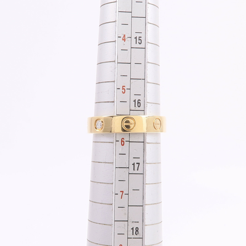 CARTIER 18K黃金Mini Love Ring 1 Diamond鑽石戒指-4