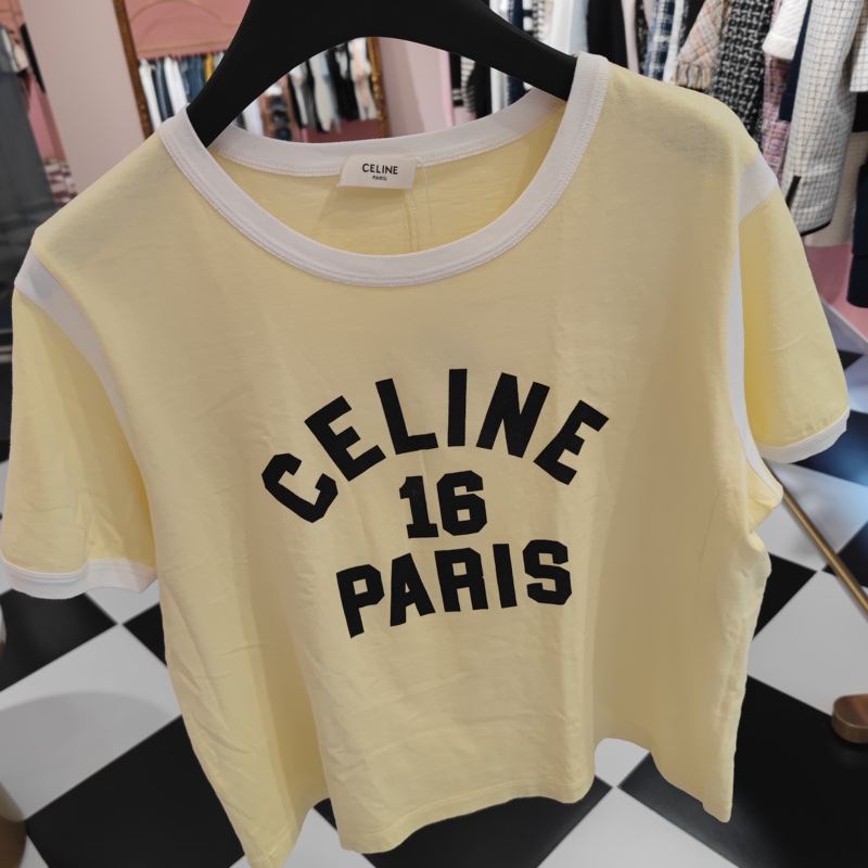 CELINE 奶油黃短款T恤-2