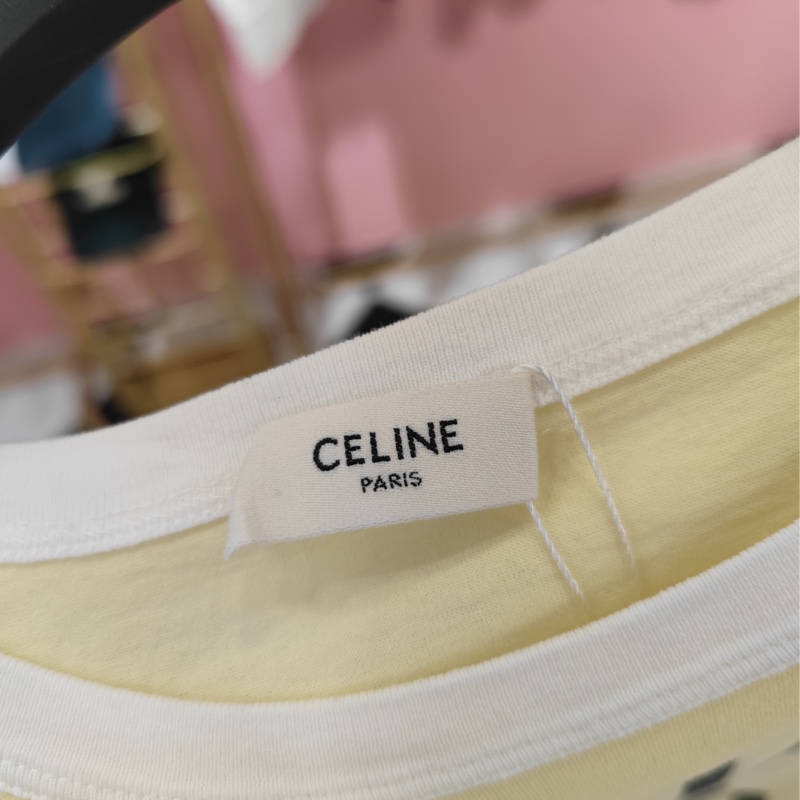 CELINE 奶油黃短款T恤-4