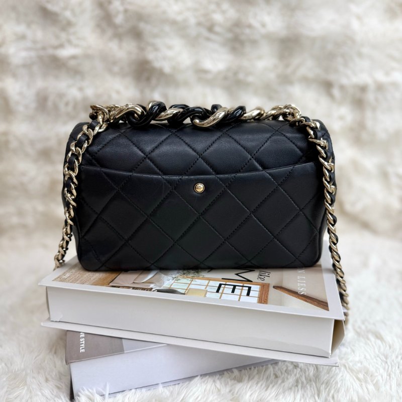 Chanel CLASSIC FLAP 黑色 菱格紋 羊皮 金扣 琺瑯鏈條 度假系列-2