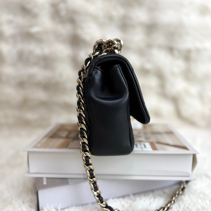 Chanel CLASSIC FLAP 黑色 菱格紋 羊皮 金扣 琺瑯鏈條 度假系列-3
